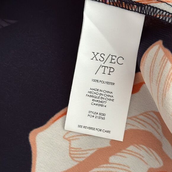 Cabi Floral Print Layered Blouse XS Chiffon Cap Sleeve Highโ Low Feminine - Picture 3 of 8